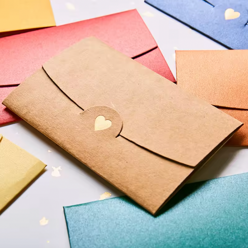 10 Tiny Shimmer Envelopes with Love Design – Ideal for Gift Cards, Name Cards & Sweet Notes
