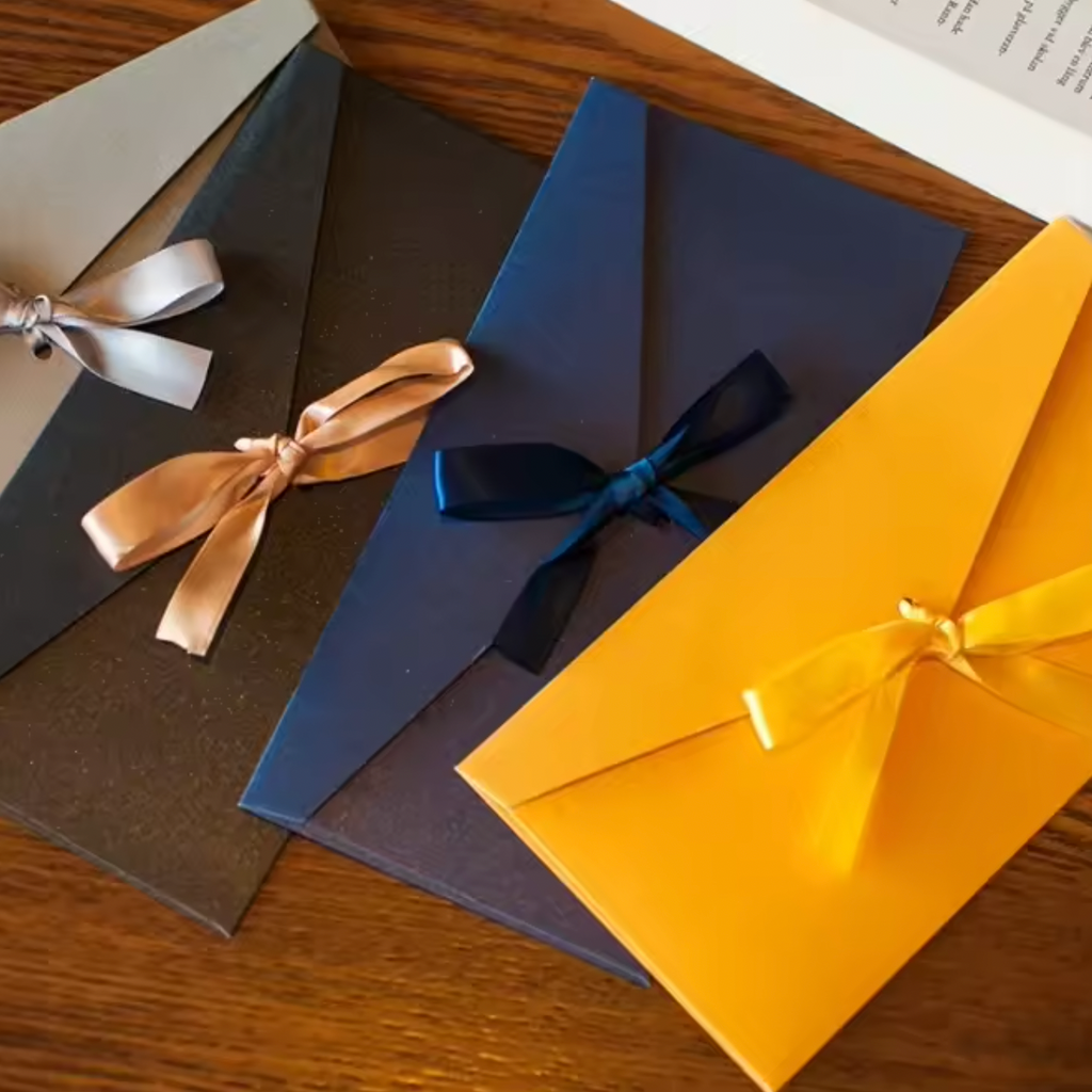 10 Large Decorative Envelopes with Bows – Retro Pearlescent Design for Special Occasions & Keepsake Letters