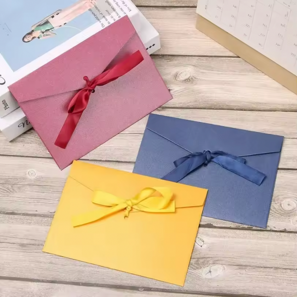 10 Small Decorative Envelopes with Bows – Retro Pearlescent Design for Special Occasions & Keepsake Letters