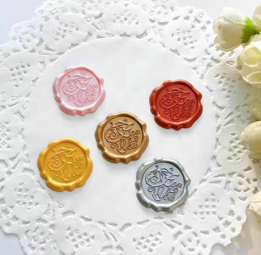 10 ‘For You’  'Rose' Wax-Style Seal Stickers – Mixed Colors for Envelopes, Gifts & Love Notes